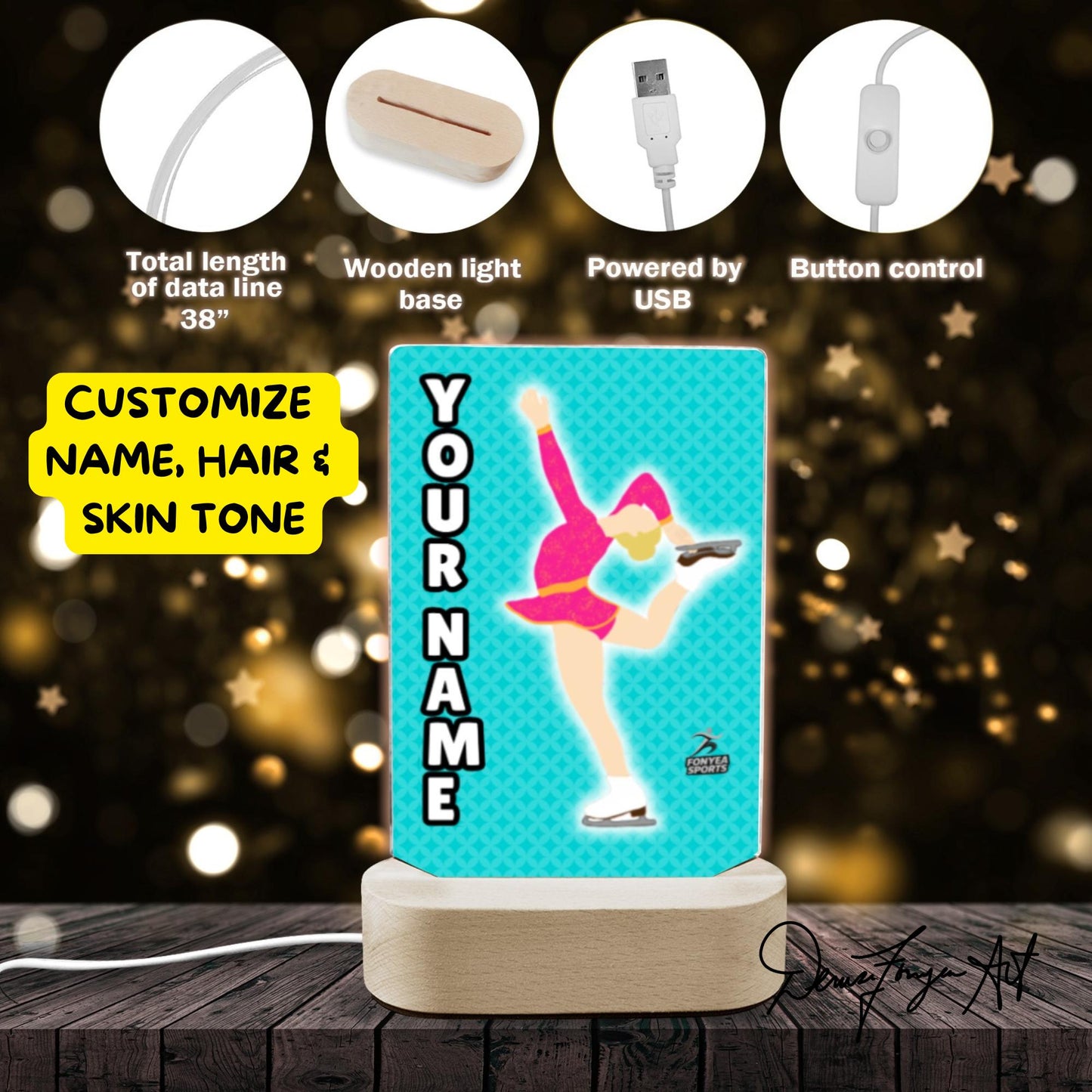 Fonyea Sports Figure Skater Acrylic LED Night Light