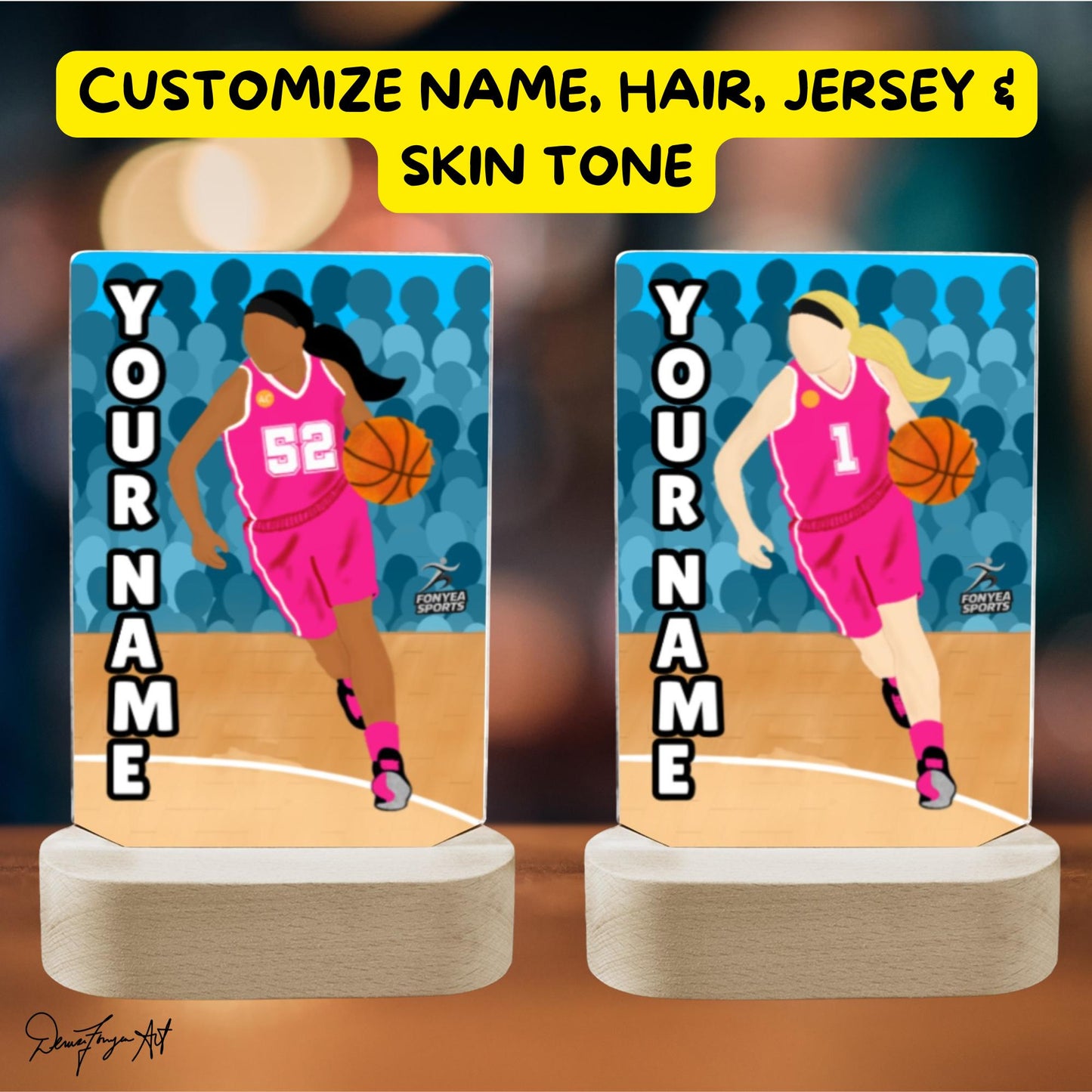 Fonyea Sports Basketball Girl Acrylic LED Night Light