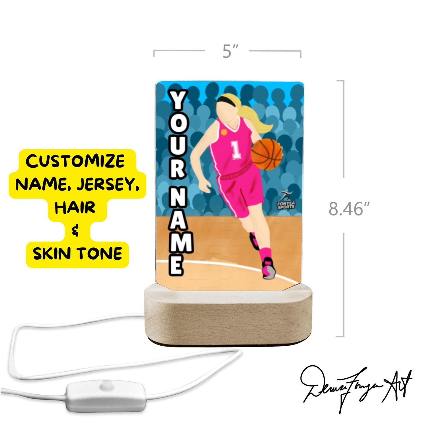 Fonyea Sports Basketball Girl Acrylic LED Night Light