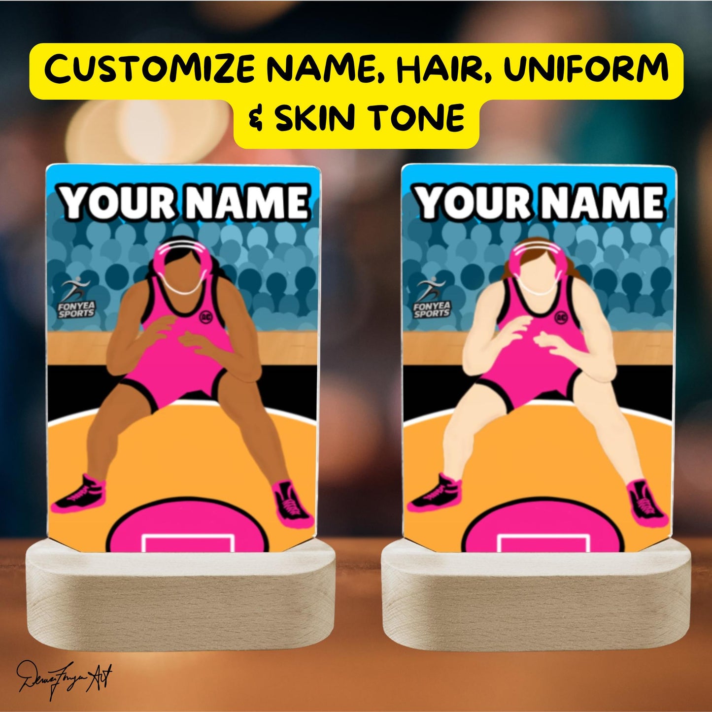 Fonyea Sports Wrestler Girl Acrylic LED Night Light