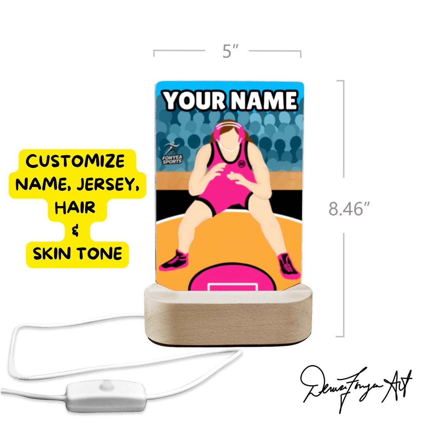 Fonyea Sports Wrestler Girl Acrylic LED Night Light