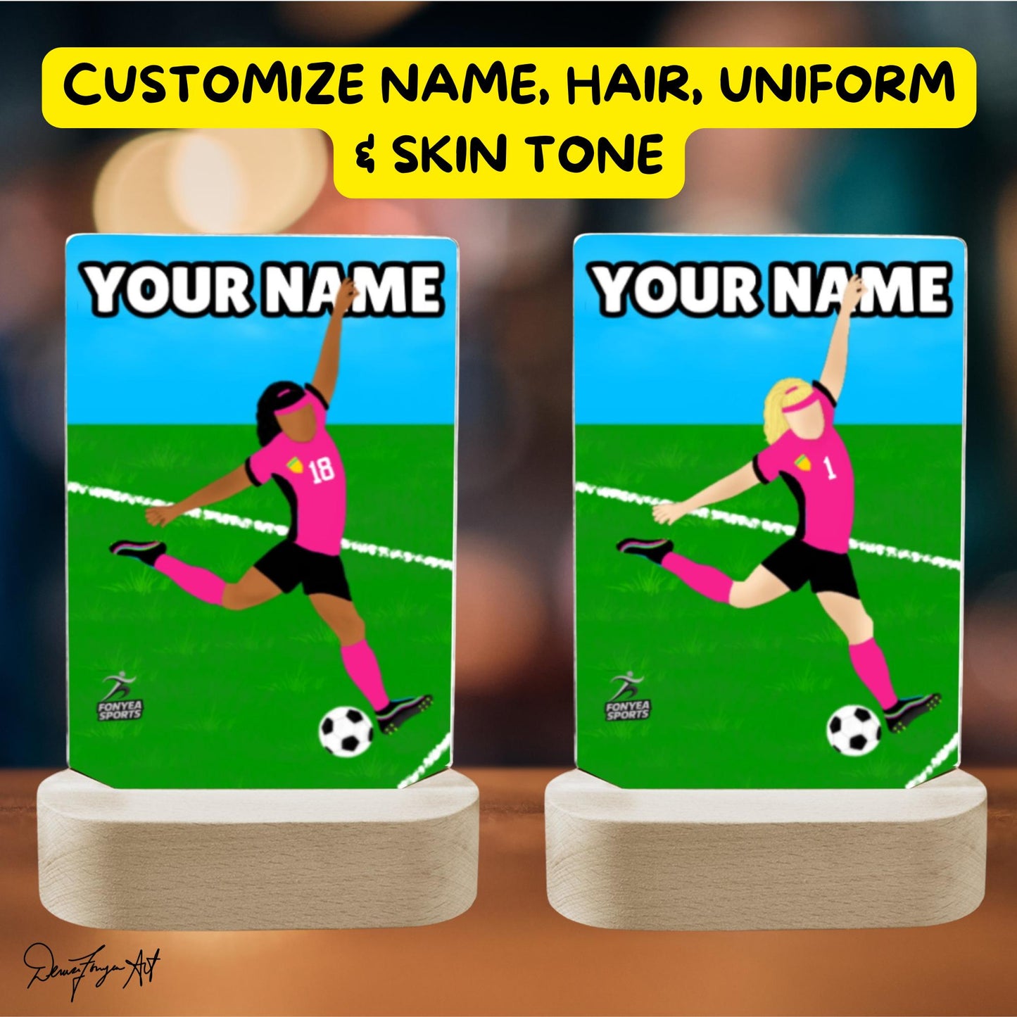 Fonyea Sports Soccer Girl Acrylic LED Night Light