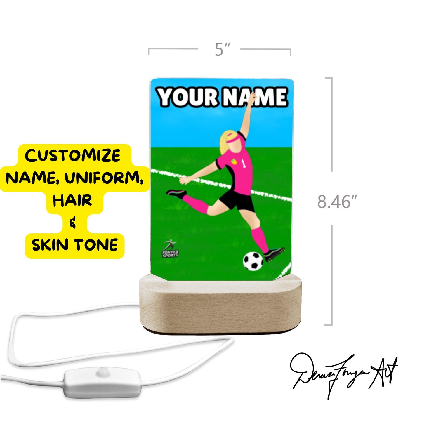 Fonyea Sports Soccer Girl Acrylic LED Night Light