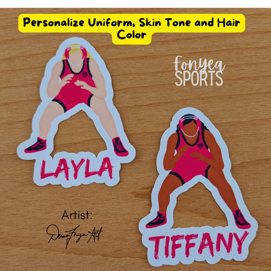 Fonyea Sports Wrestler Vinyl Water Bottle Laptop Decal Sticker (PICK SKIN TONE)