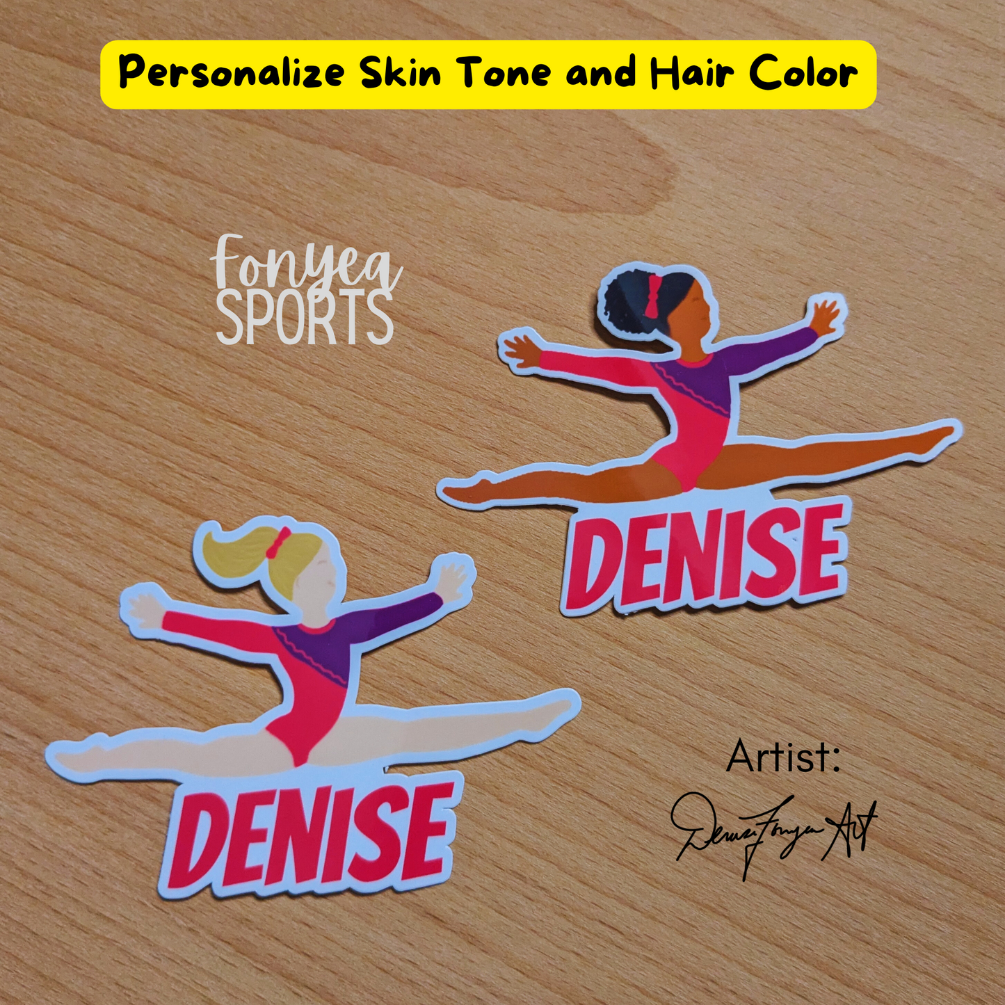 Fonyea Sports Gymnast Vinyl Water Bottle Laptop Decal Sticker (PICK SKIN TONE)