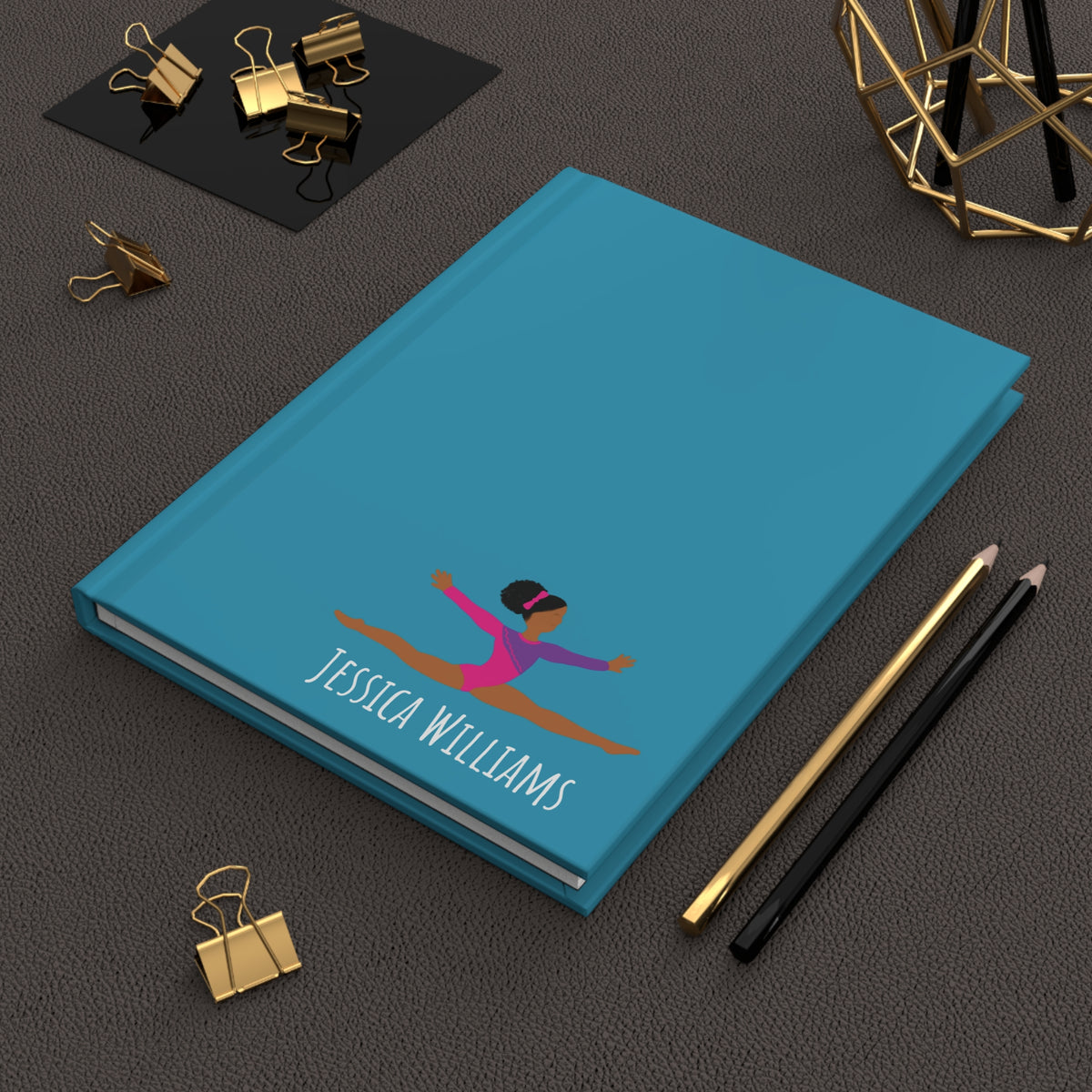 Gymnast Personalized Blank Lined Journal — Hardback Edition Aqua