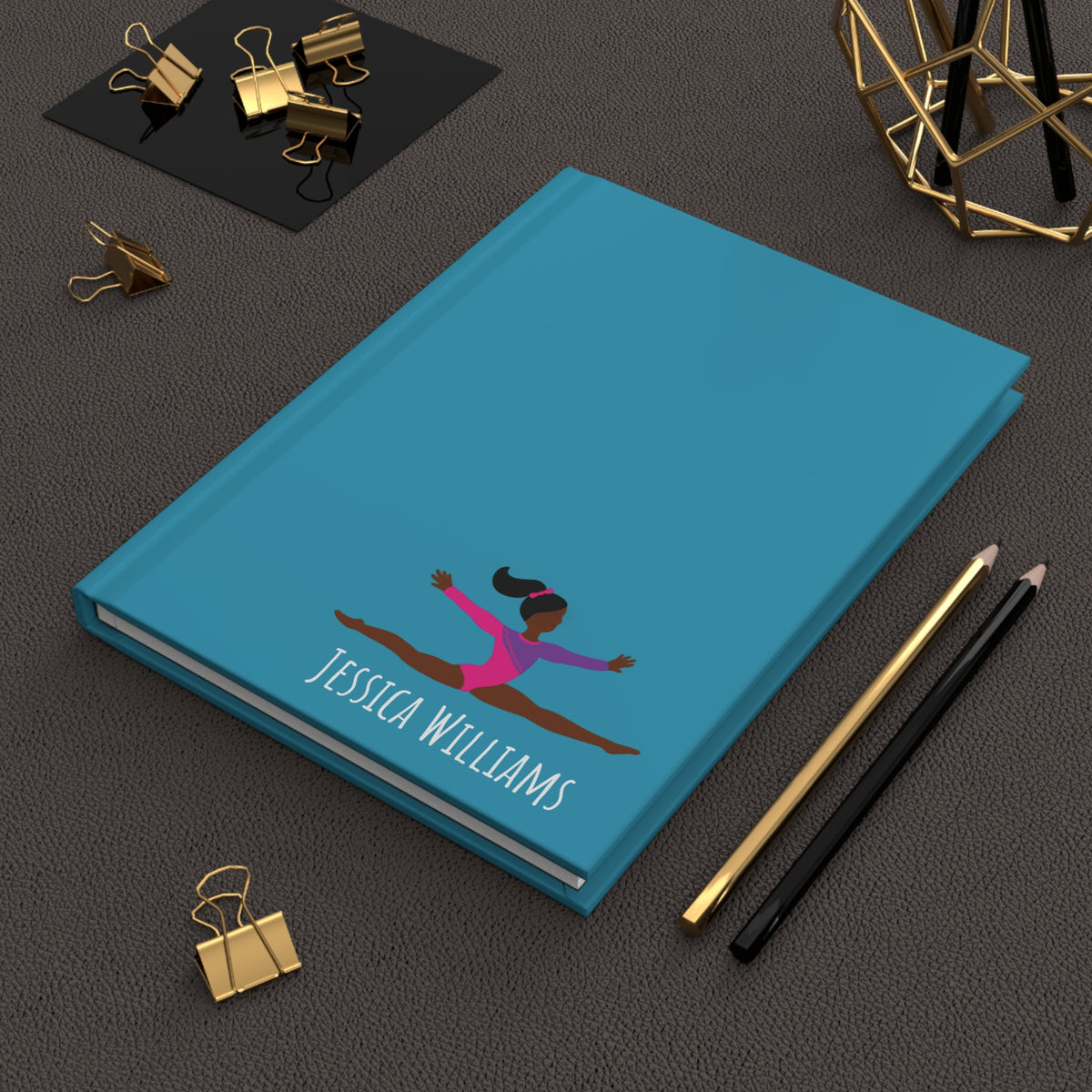 Gymnast Personalized Blank Lined Journal — Hardback Edition Aqua