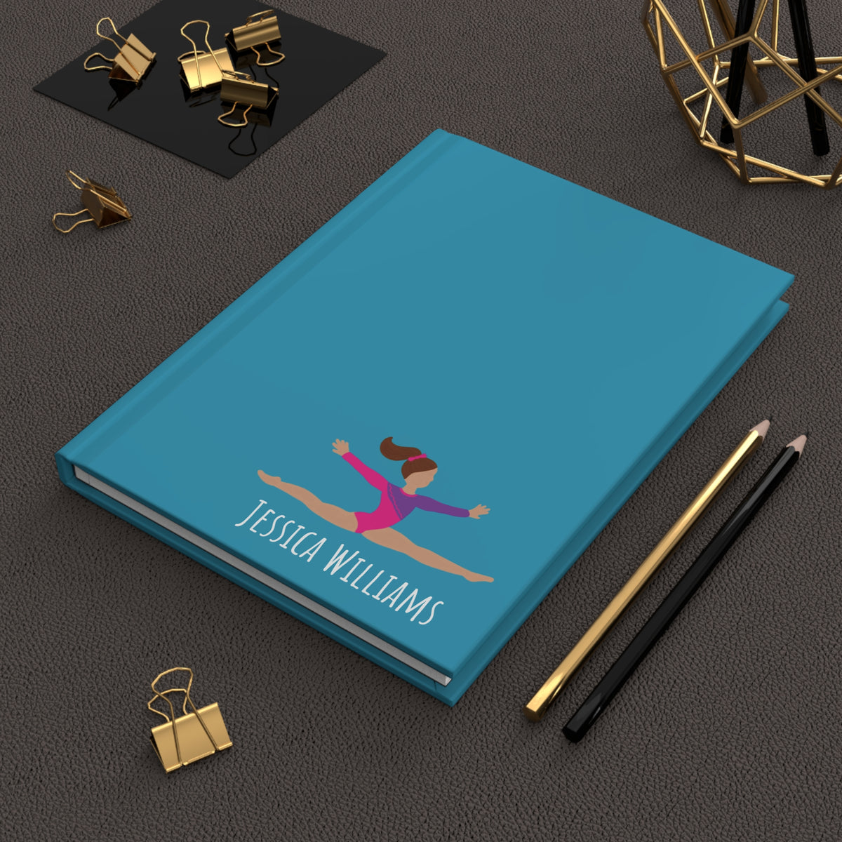 Gymnast Personalized Blank Lined Journal — Hardback Edition Aqua