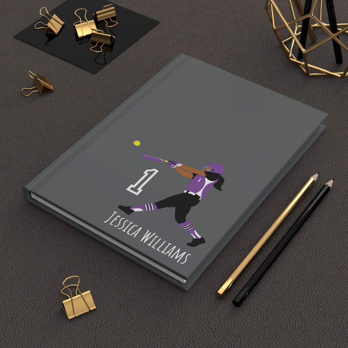 Softball Girl Personalized Blank Lined Journal — Hardback Edition
