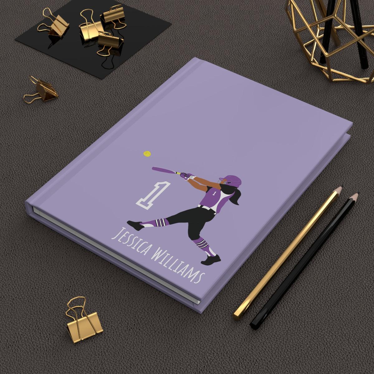 Softball Girl Personalized Blank Lined Journal — Hardback Edition