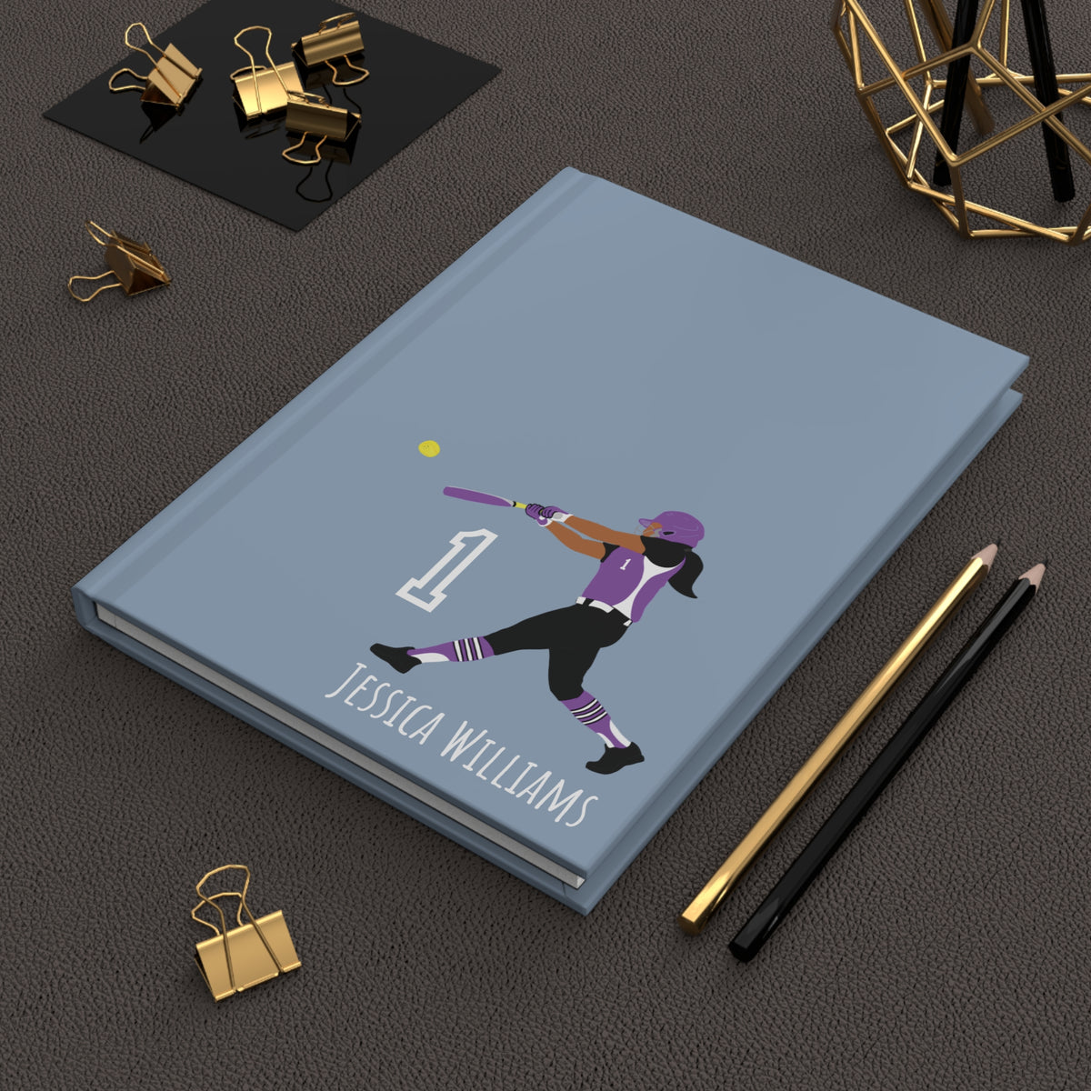 Softball Girl Personalized Blank Lined Journal — Hardback Edition
