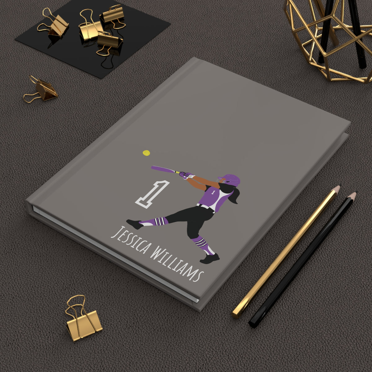Softball Girl Personalized Blank Lined Journal — Hardback Edition
