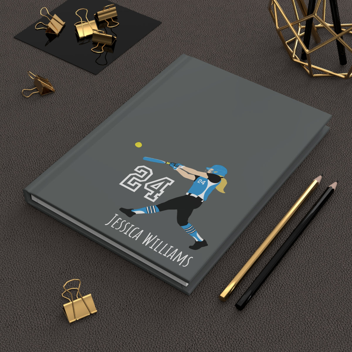 Softball Girl Personalized Blank Lined Journal — Hardback Edition