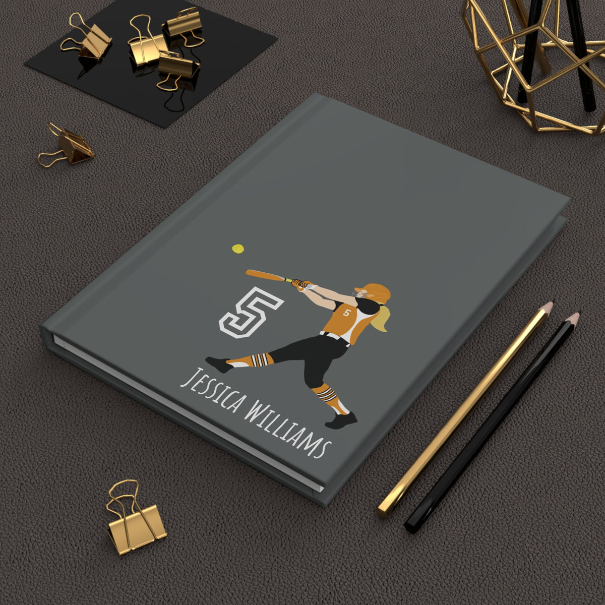 Softball Girl Personalized Blank Lined Journal — Hardback Edition