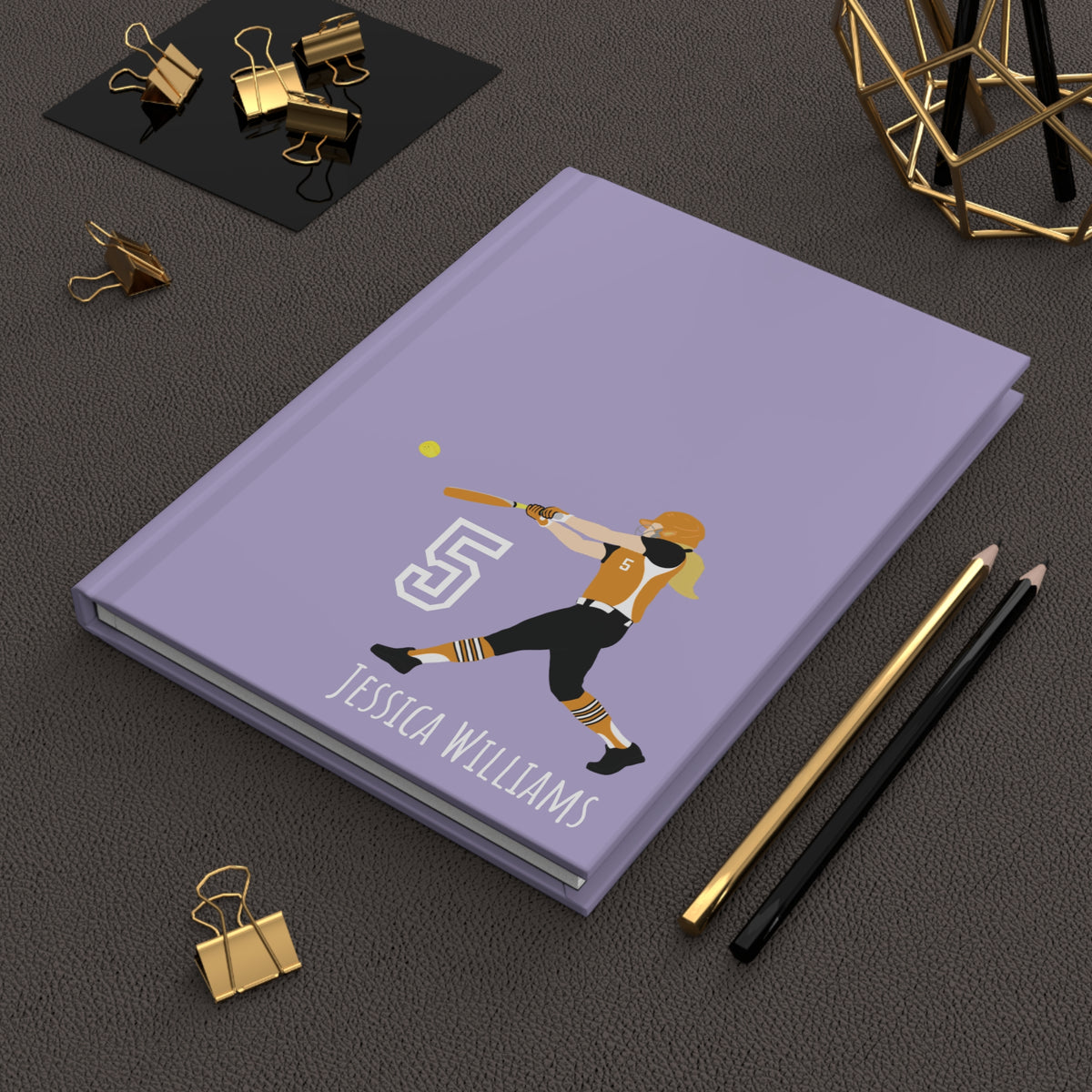 Softball Girl Personalized Blank Lined Journal — Hardback Edition