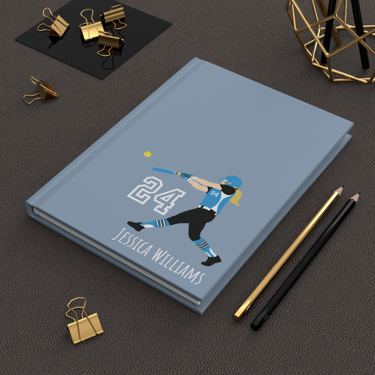 Softball Girl Personalized Blank Lined Journal — Hardback Edition