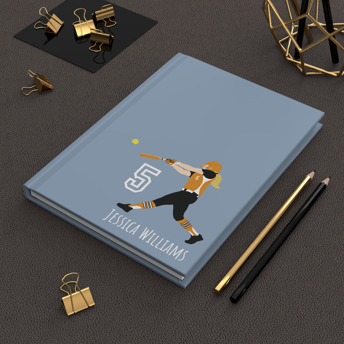 Softball Girl Personalized Blank Lined Journal — Hardback Edition