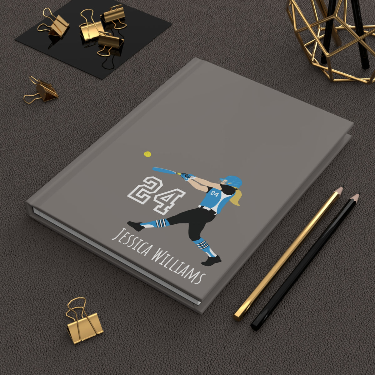 Softball Girl Personalized Blank Lined Journal — Hardback Edition