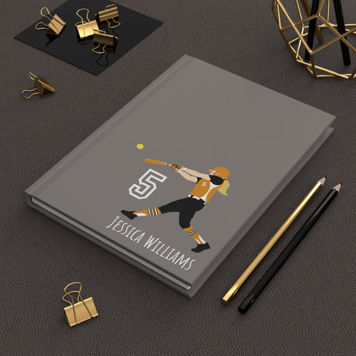 Softball Girl Personalized Blank Lined Journal — Hardback Edition