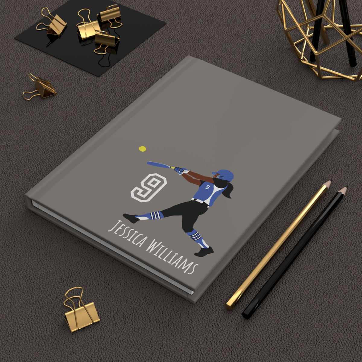 Softball Girl Personalized Blank Lined Journal — Hardback Edition