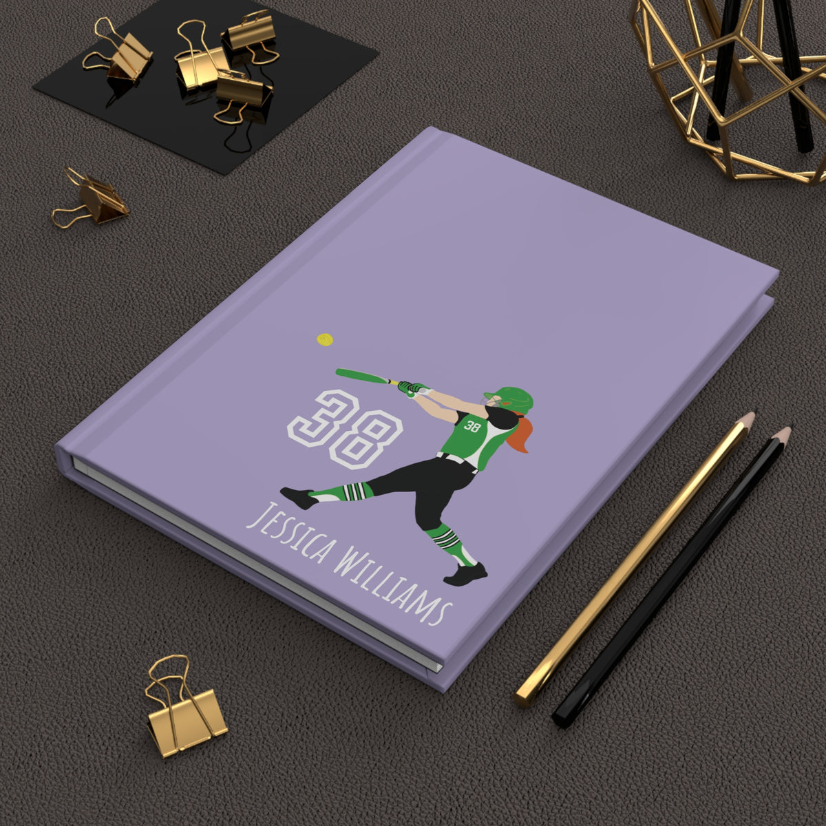 Softball Girl Personalized Blank Lined Journal — Hardback Edition