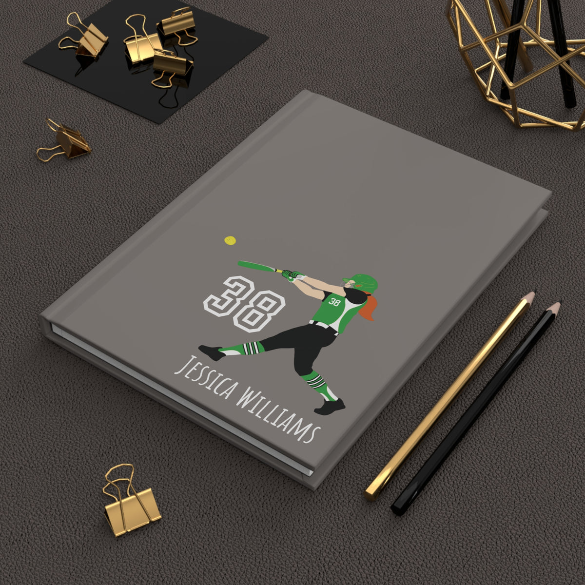 Softball Girl Personalized Blank Lined Journal — Hardback Edition