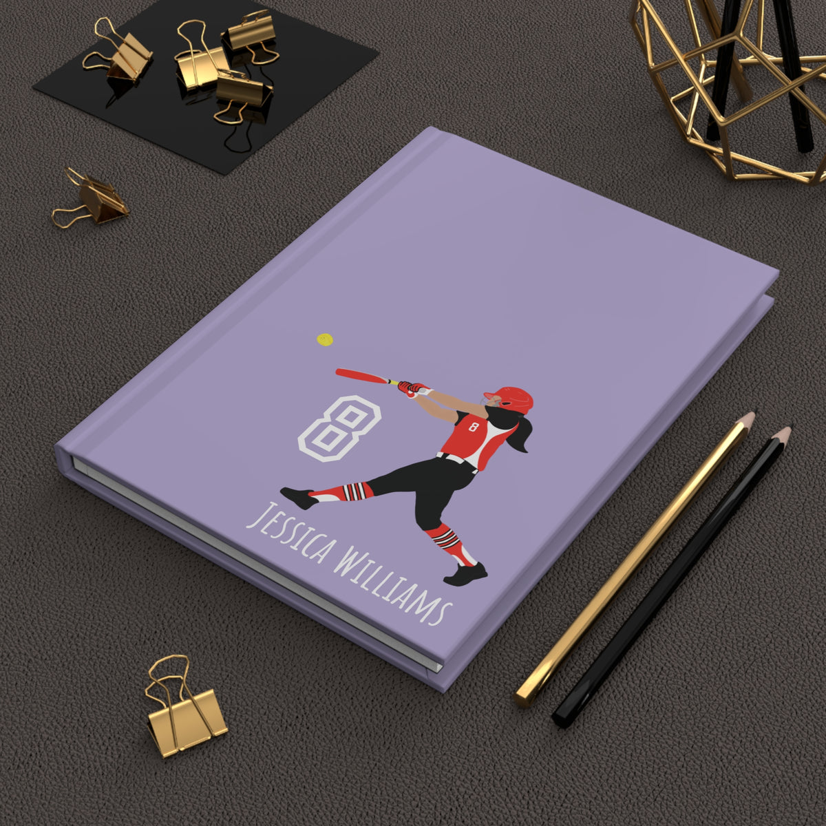 Softball Girl Personalized Blank Lined Journal — Hardback Edition