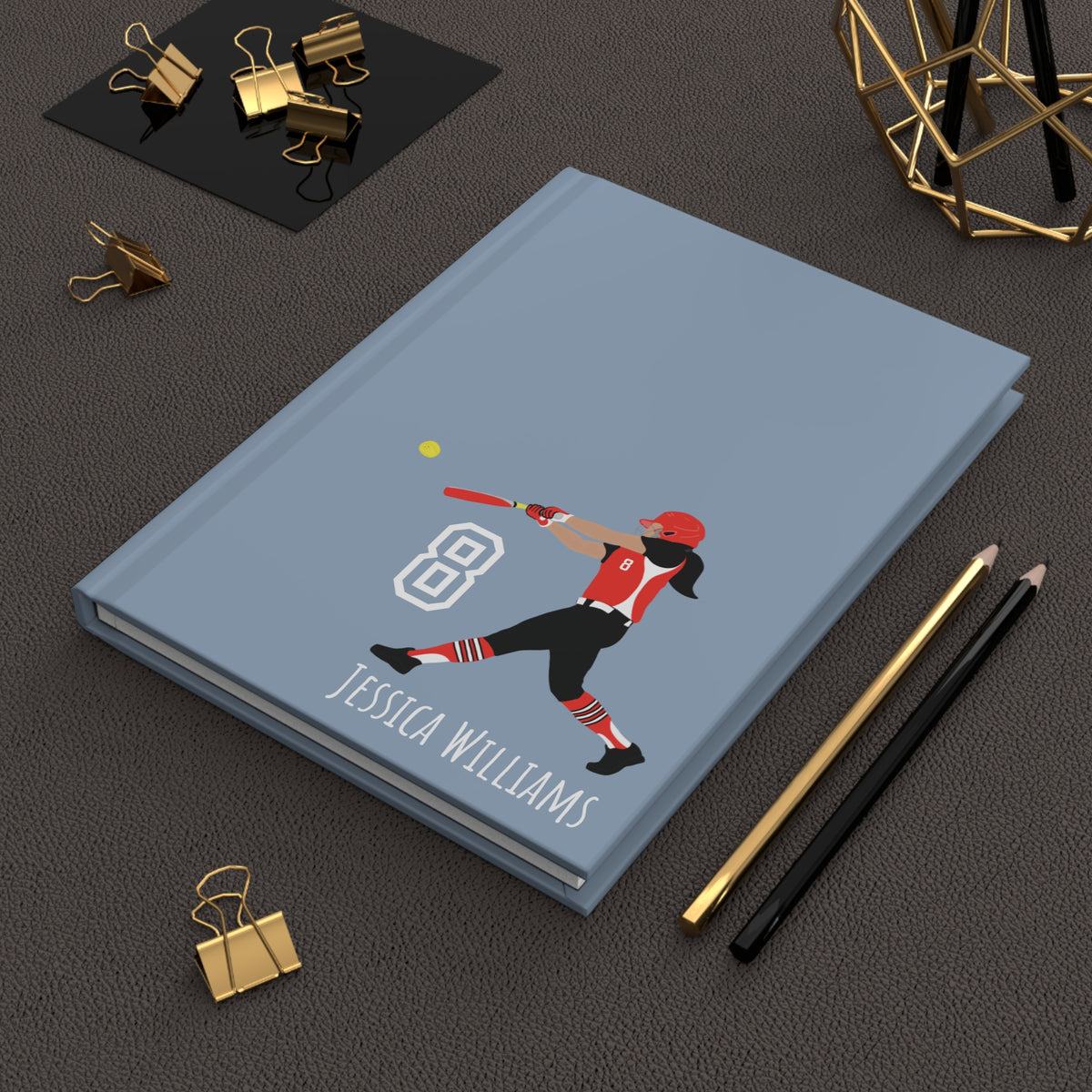 Softball Girl Personalized Blank Lined Journal — Hardback Edition